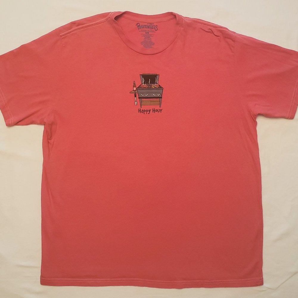 Men's "Positivitees" Happy Hour - Grilling - Faded Red T-shirt.